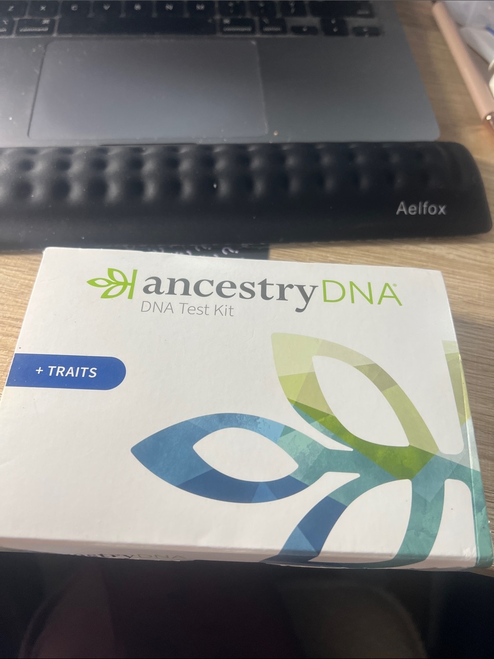 AncestryDNA + Traits Kit - White Box with Blue & Green Leaf Design